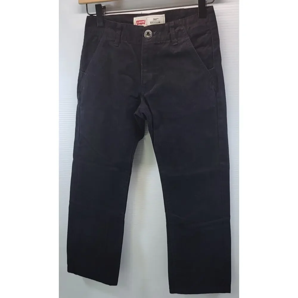 L) Boys Levi's 505 Size 8 Regular Cotton Velour Black Pants W24